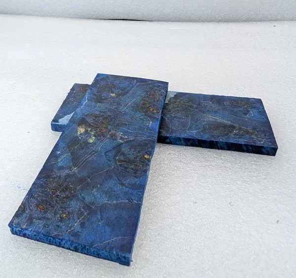 Electric Blue Stabilized Burl Maple Knife Scales