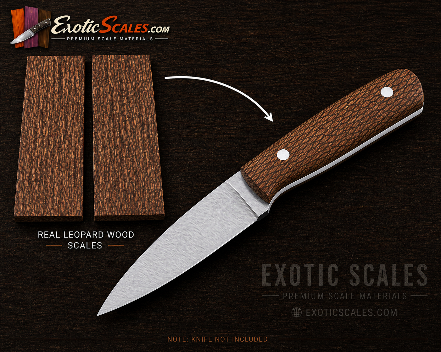 Stabilized Leopardwood Knife Scales – Wood Handles for Knives