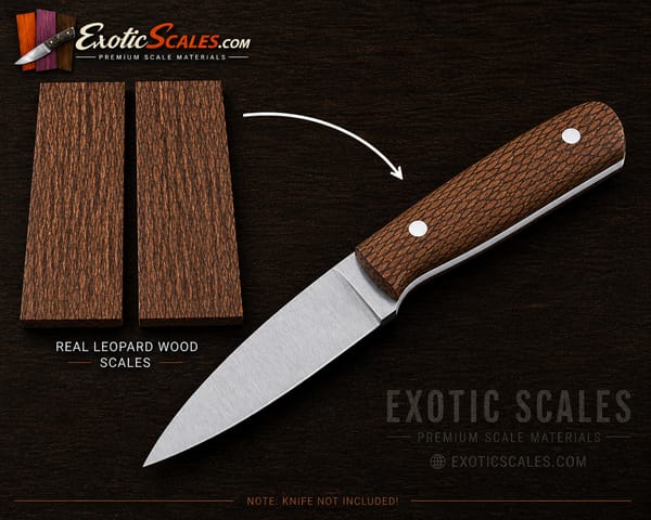 Clear Stabilized Leopardwood Knife Scales Bookmatched — photo 2