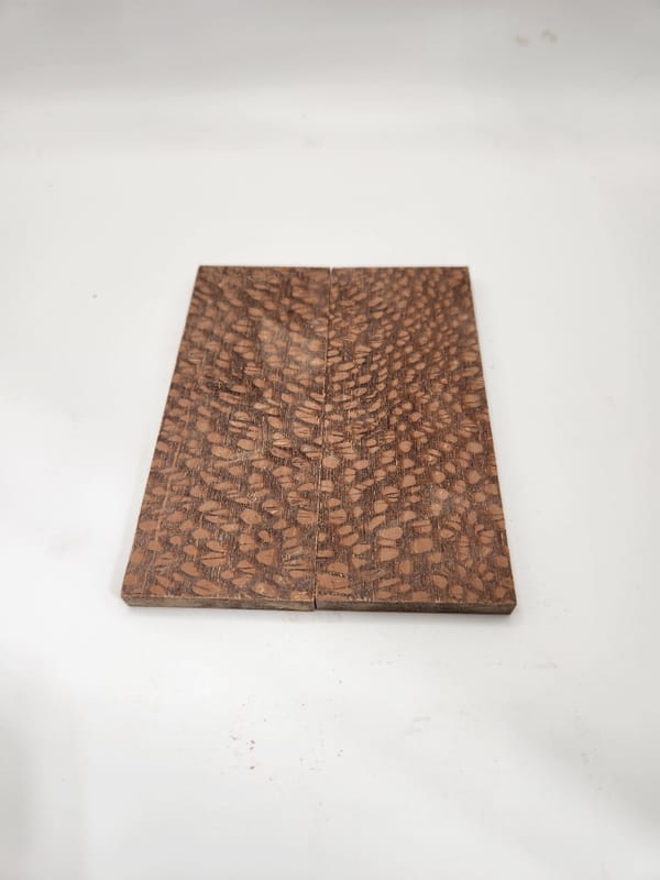 Clear Stabilized Leopardwood Knife Scales Bookmatched — photo 3
