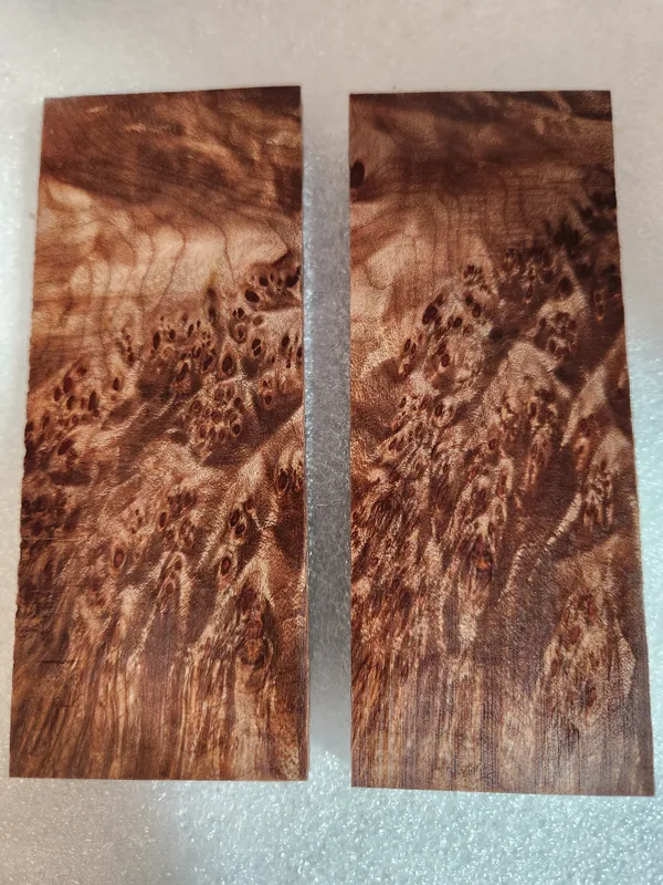 Clear Stabilized Burl Maple Knife Scales Bookmatched — photo 4