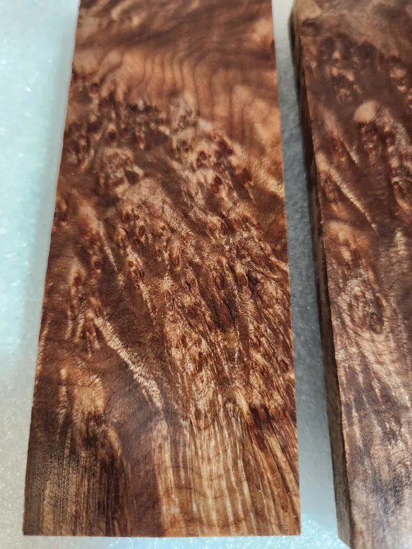 Clear Stabilized Burl Maple Knife Scales Bookmatched — photo 2