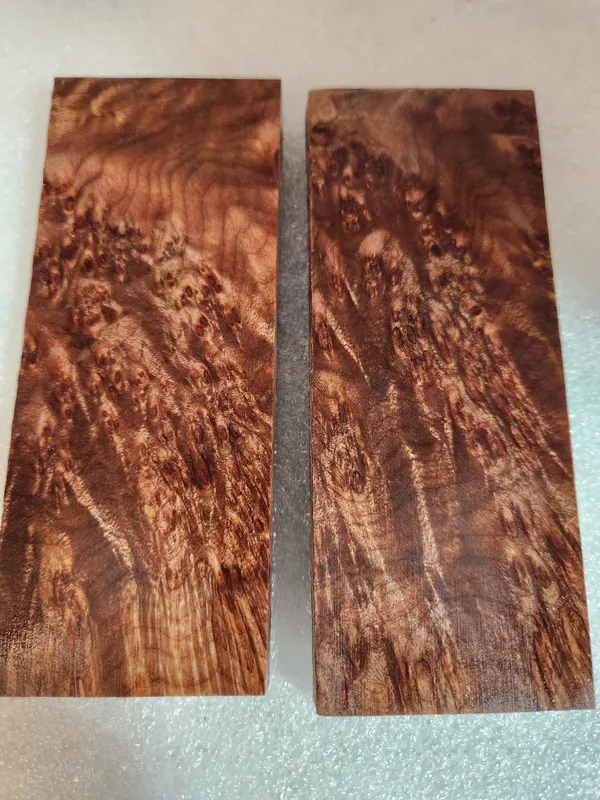Clear Stabilized Burl Maple Knife Scales Bookmatched — photo 3