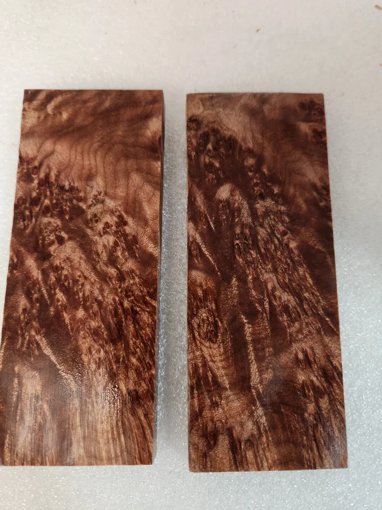 Clear Stabilized Burl Maple Knife Scales Bookmatched