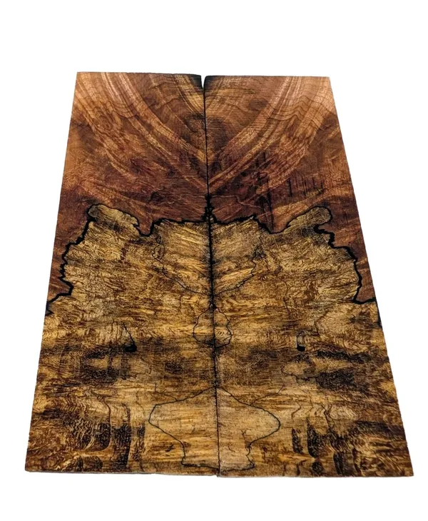 Matched Pair Stabilized Maple Burl Knife Scales (5x2x0.25) — photo 1