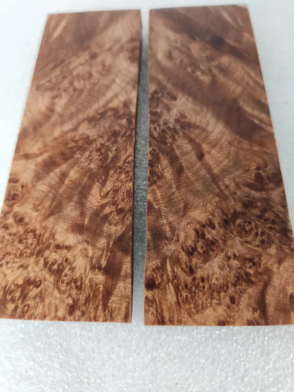 Clear Stabilized Burl Maple Knife Scales Bookmatched — photo 2