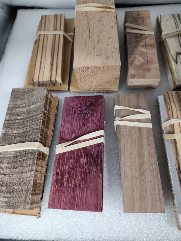 Natural Maple, Purpleheart, Zebrawood Knife Scales Kit — photo 2