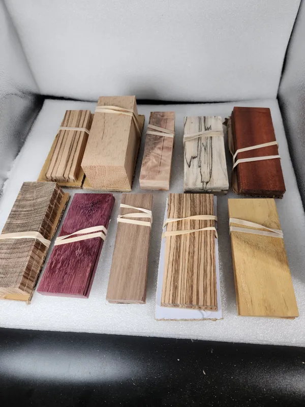 Natural Maple, Purpleheart, Zebrawood Knife Scales Kit