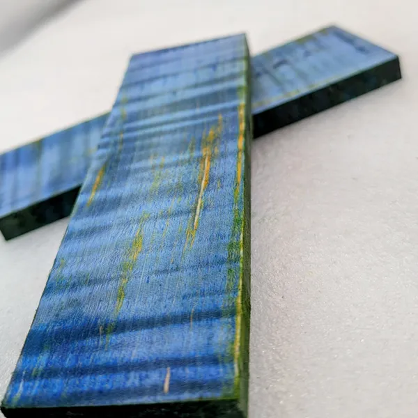 Electric Blue Stabilized Quilted Maple Knife Scales — photo 2