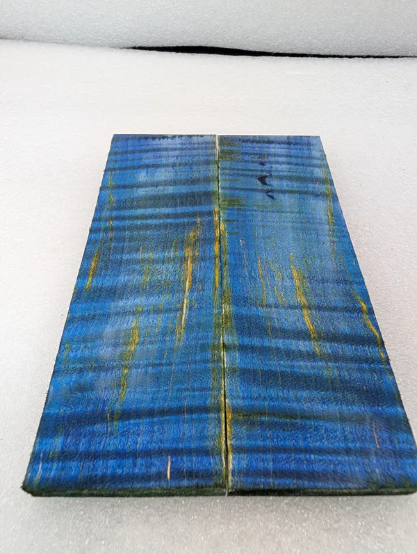 Electric Blue Stabilized Quilted Maple Knife Scales — photo 4