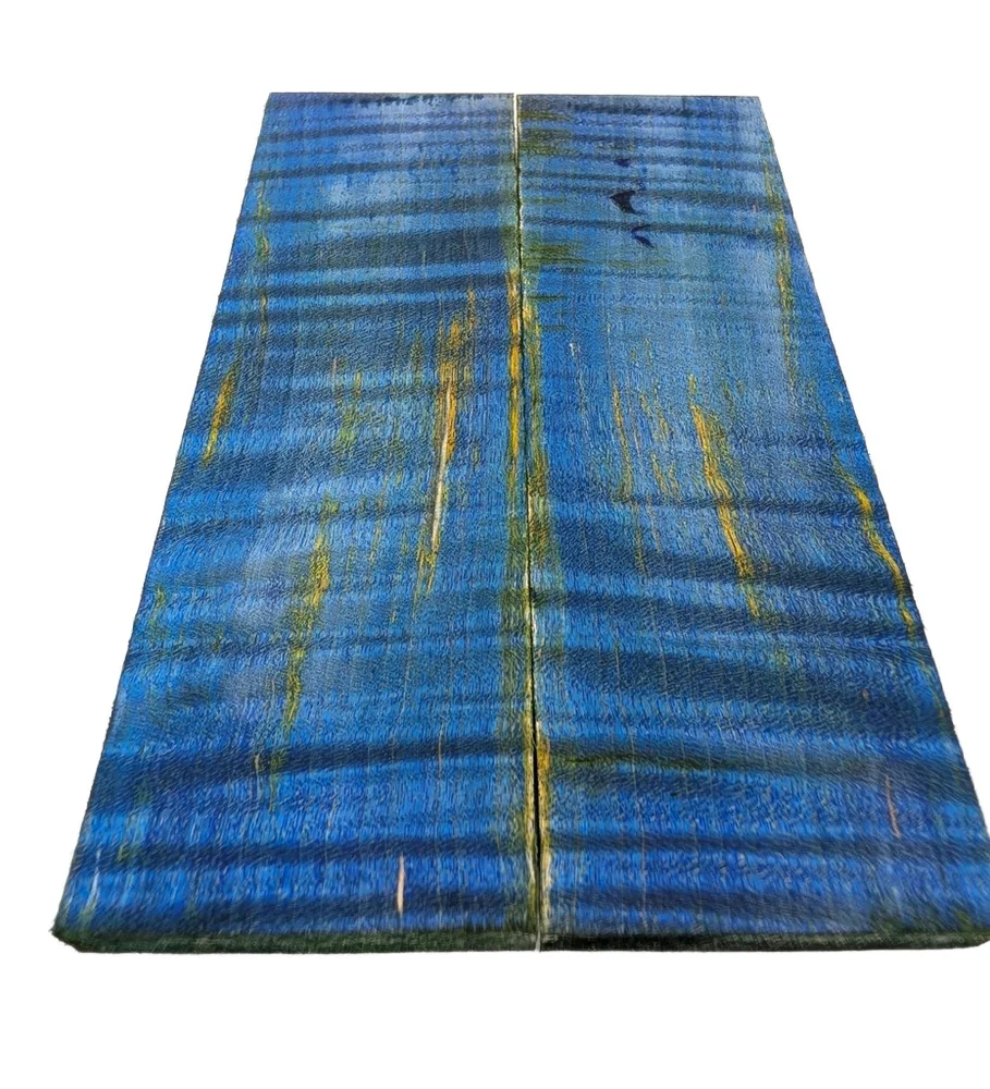 Matched Quilted Maple Knife Scales β Electric Blue Dyed (6x2x0.375)