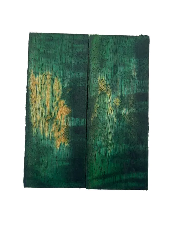 Rare Emerald Green Dyed Stabilized Mango Knife Handle Set (5x2x0.25) — photo 2