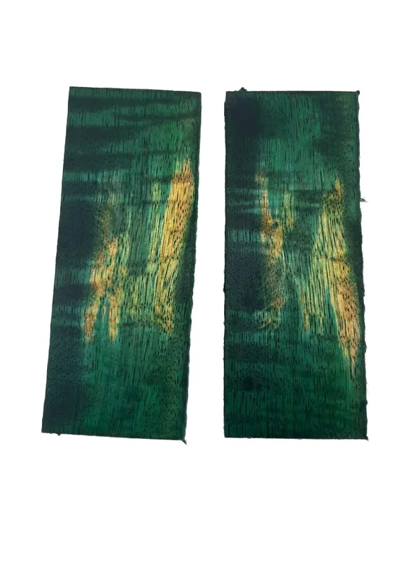 Rare Emerald Green Dyed Stabilized Mango Knife Handle Set (5x2x0.25) — photo 1