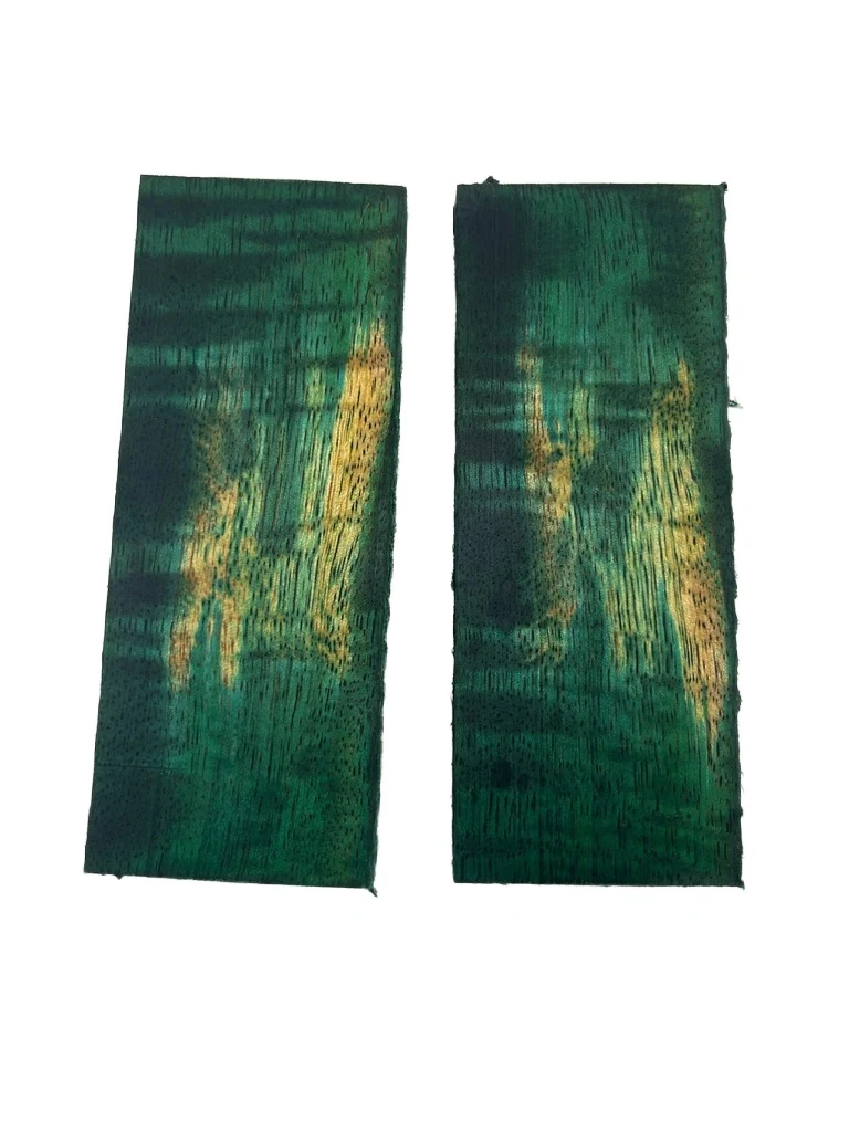 Rare Emerald Green Dyed Stabilized Mango Knife Handle Set (5x2x0.25)