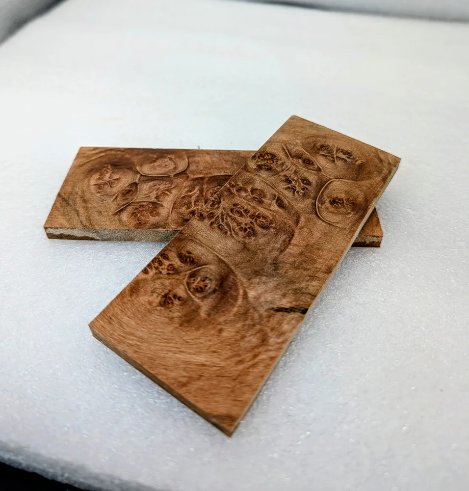 Clear Stabilized Burl Maple Knife Scales