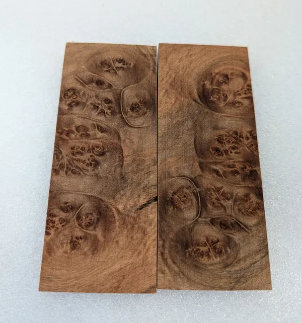 Clear Stabilized Burl Maple Knife Scales — photo 2