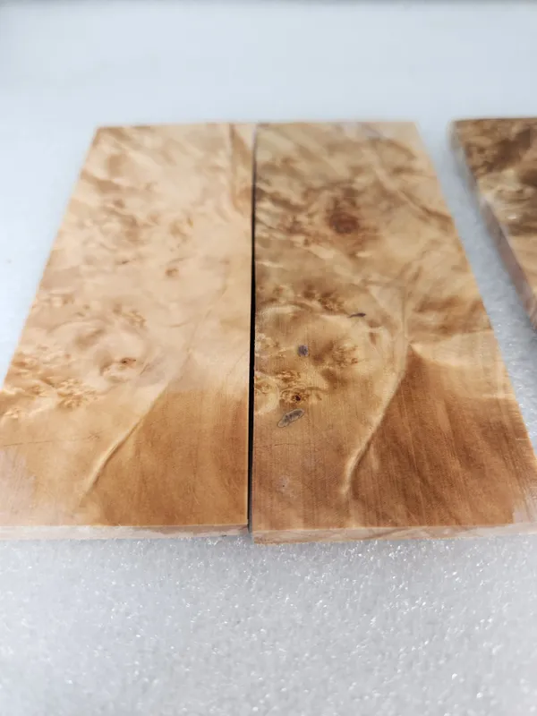 Clear Stabilized Burl Maple Knife Scales Bookmatched Kit — photo 2