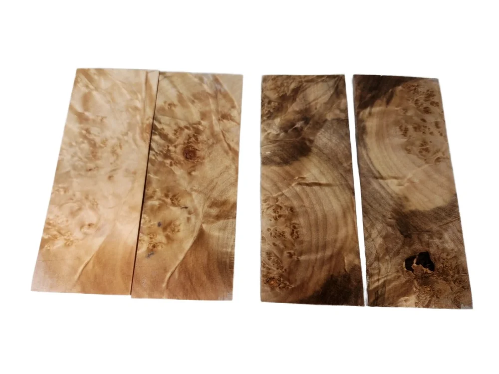 Lot of Stabilized Maple Burl Bookmatched Pair (5x2x0.24)