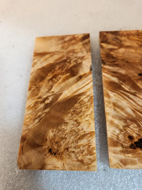 Clear Stabilized Burl Maple Knife Scales Bookmatched — photo 3