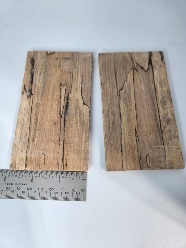 Bookmatched Stabilized Spalted Maple Knife Scales – Oversized (5x2-3/4x0.25)