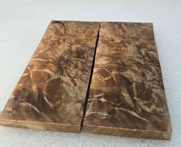 Clear Stabilized Burl Maple Knife Scales Bookmatched