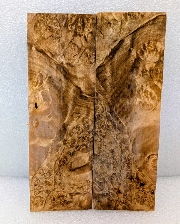 Clear Stabilized Burl Maple Knife Scales Bookmatched — photo 3