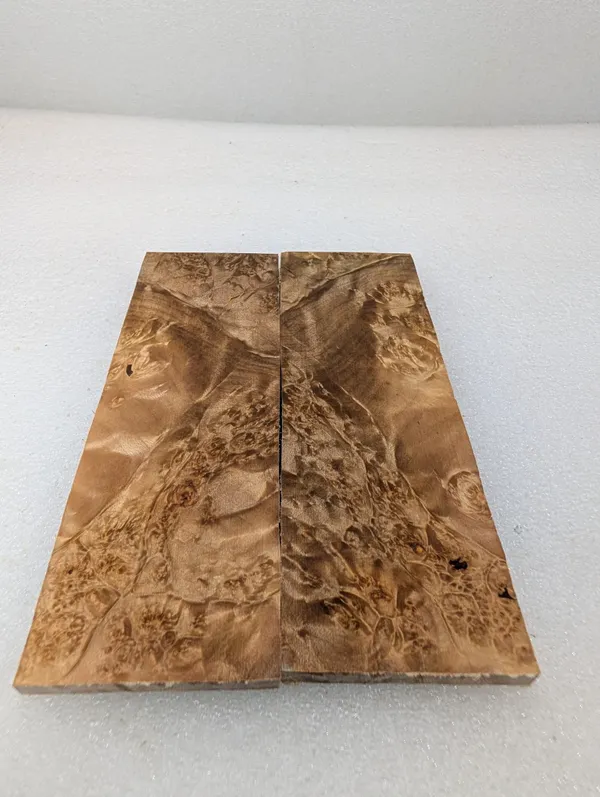 Clear Stabilized Burl Maple Knife Scales Bookmatched