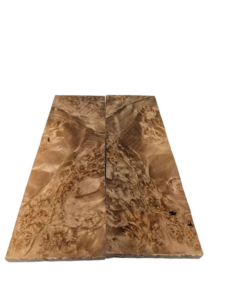 Bookmatched Stabilized Maple Burl Knife Blank Set (6x2x0.25)