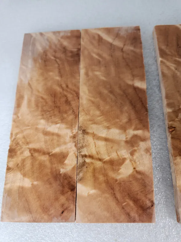 Clear Stabilized Burl Maple Knife Scales Bookmatched Kit — photo 3