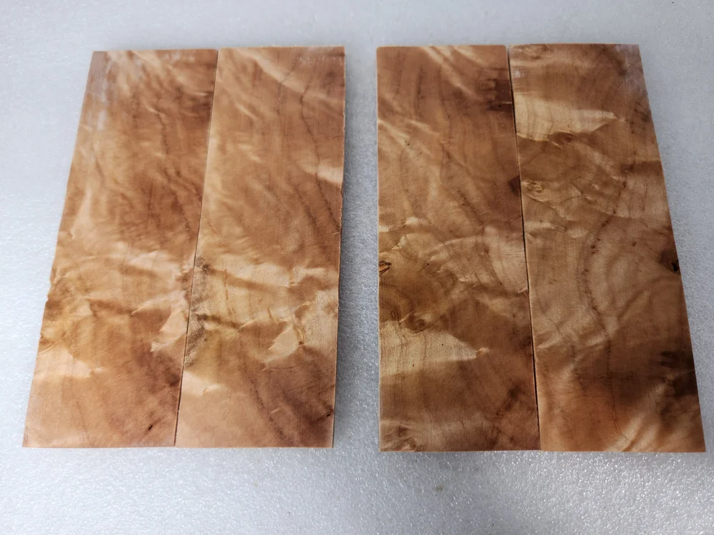 Lot of Bookmatched Maple Burl Stabilized Knife Scales (6x2x0.25)