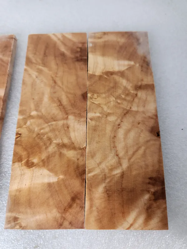 Clear Stabilized Burl Maple Knife Scales Bookmatched Kit — photo 2