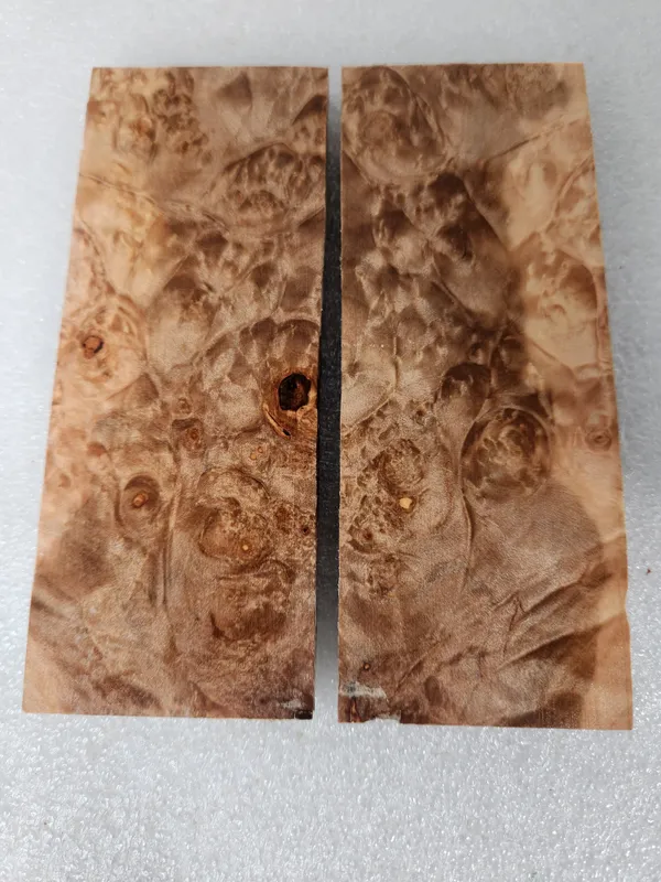 Clear Stabilized Burl Maple Knife Scales Bookmatched — photo 2