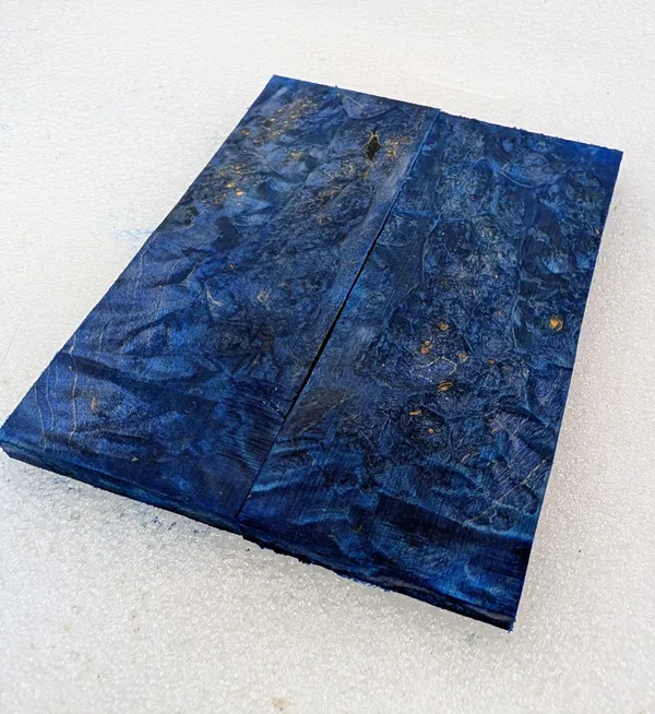 Hand-Selected Electric Blue Dyed Stabilized Maple Burl Scales (5x2x0.25) — photo 3