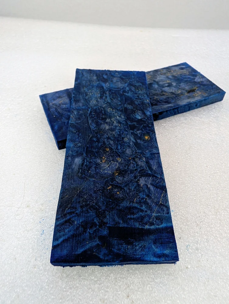 Hand-Selected Electric Blue Dyed Stabilized Maple Burl Scales (5x2x0.25)