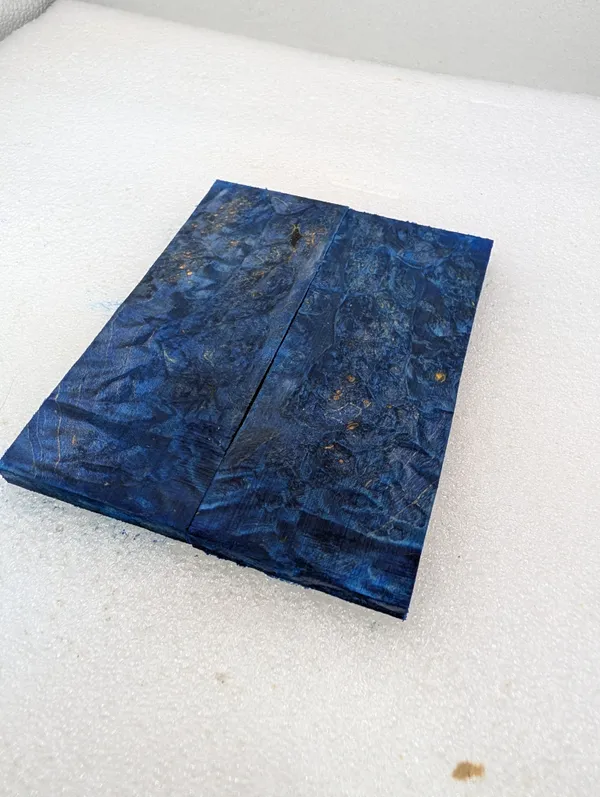 Hand-Selected Electric Blue Dyed Stabilized Maple Burl Scales (5x2x0.25) — photo 4