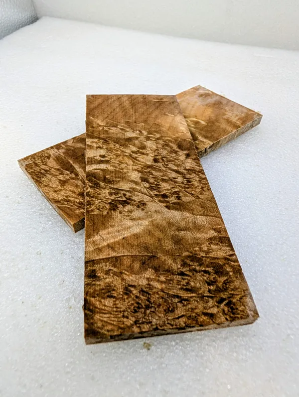 Bookmatched Stabilized Maple Burl Handle Material (5x2x0.25) — photo 2