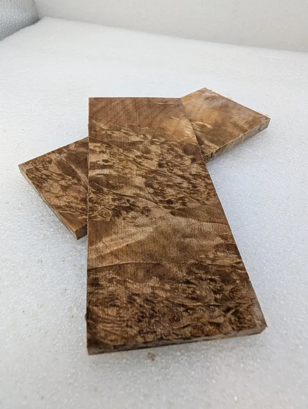 Bookmatched Stabilized Maple Burl Handle Material (5x2x0.25) — photo 4