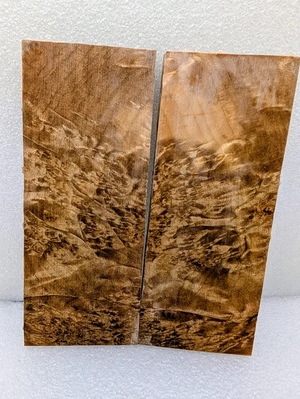 Bookmatched Stabilized Maple Burl Handle Material (5x2x0.25) — photo 3