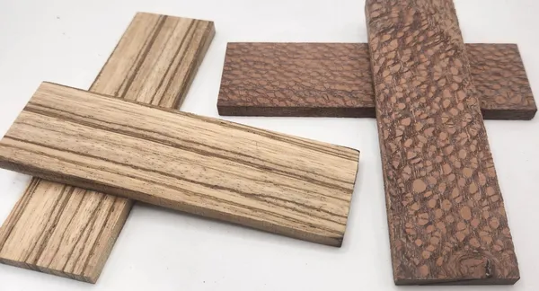 Clear Stabilized Leopardwood, Zebrawood Knife Scales Bookmatched Kit
