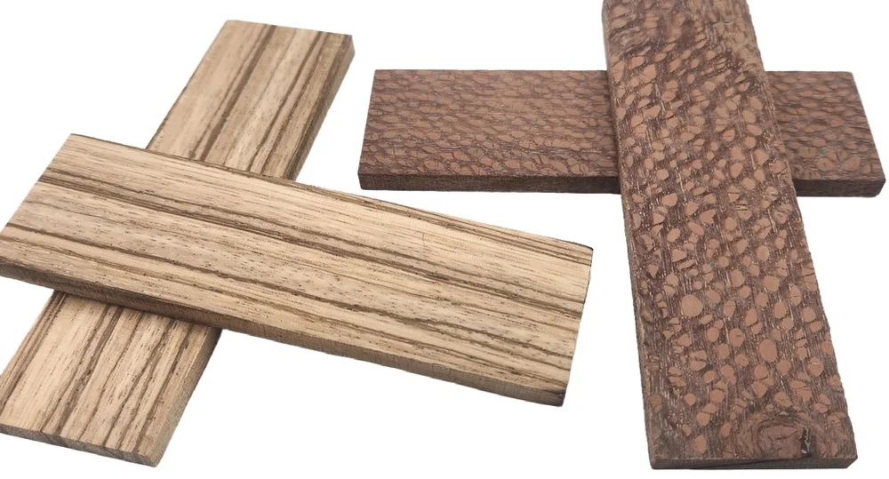 Lot of Stabilized Bookmatched Leopardwood + Zebrawood Knife Scales