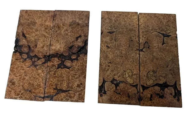 Lot of Exhibition Grade Bookmatched Stabilized Maple Burl Scales (5x2x0.25) — photo 1