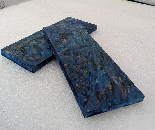 Electric Blue Stabilized Burl Maple Knife Scales — photo 2