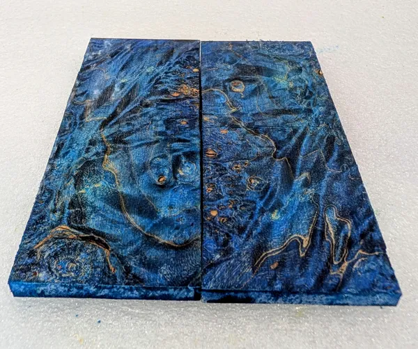 Electric Blue Stabilized Burl Maple Knife Scales