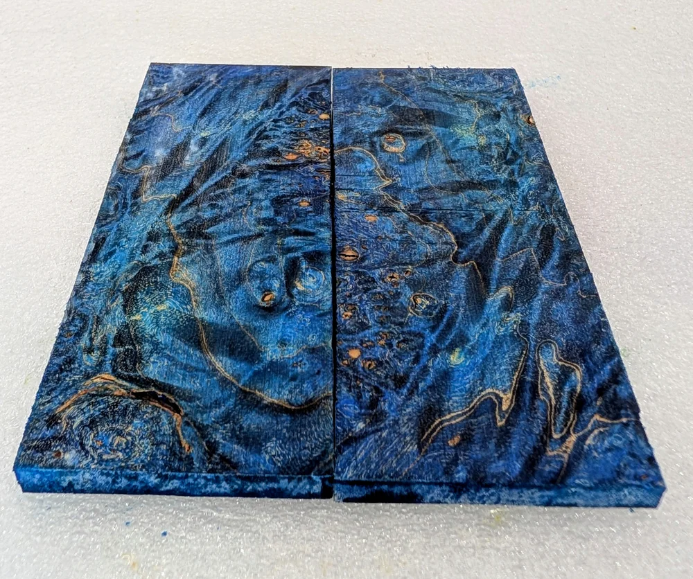 Electric Blue Stabilized Burl Maple Knife Scales