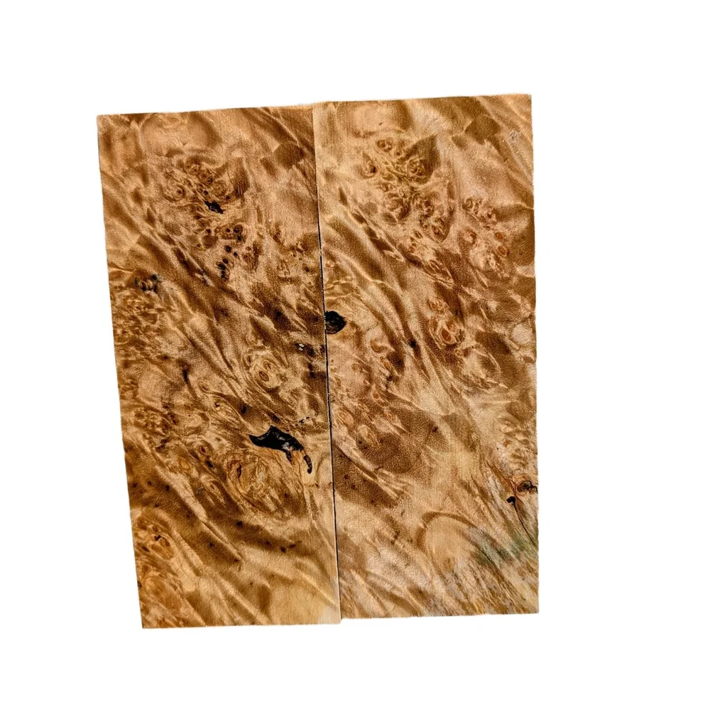 Bookmatched Stabilized Maple Burl Handle Material (5x2x0.25)