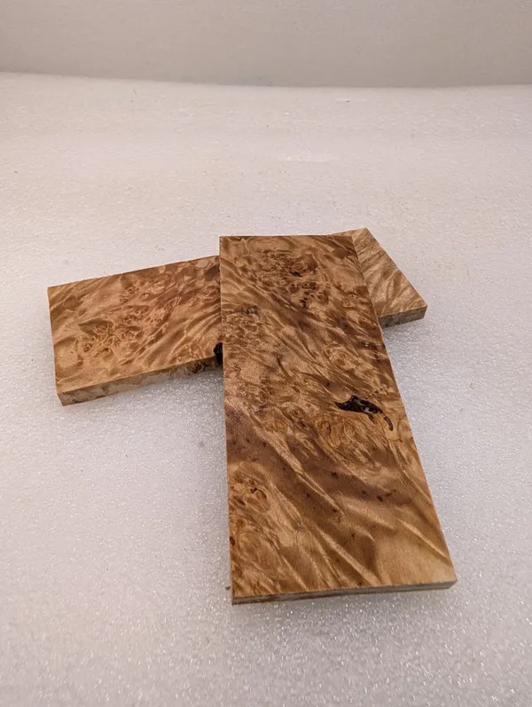 Bookmatched Stabilized Maple Burl Handle Material (5x2x0.25) — photo 2