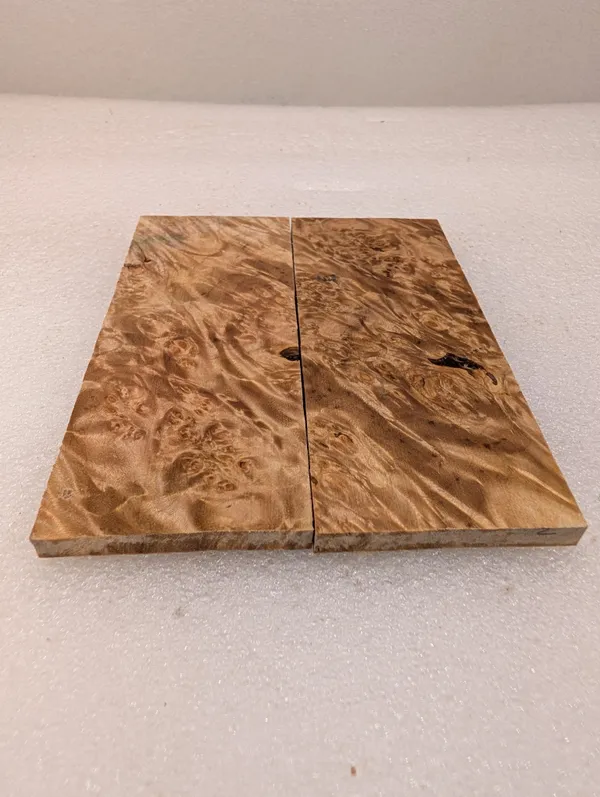 Bookmatched Stabilized Maple Burl Handle Material (5x2x0.25) — photo 3