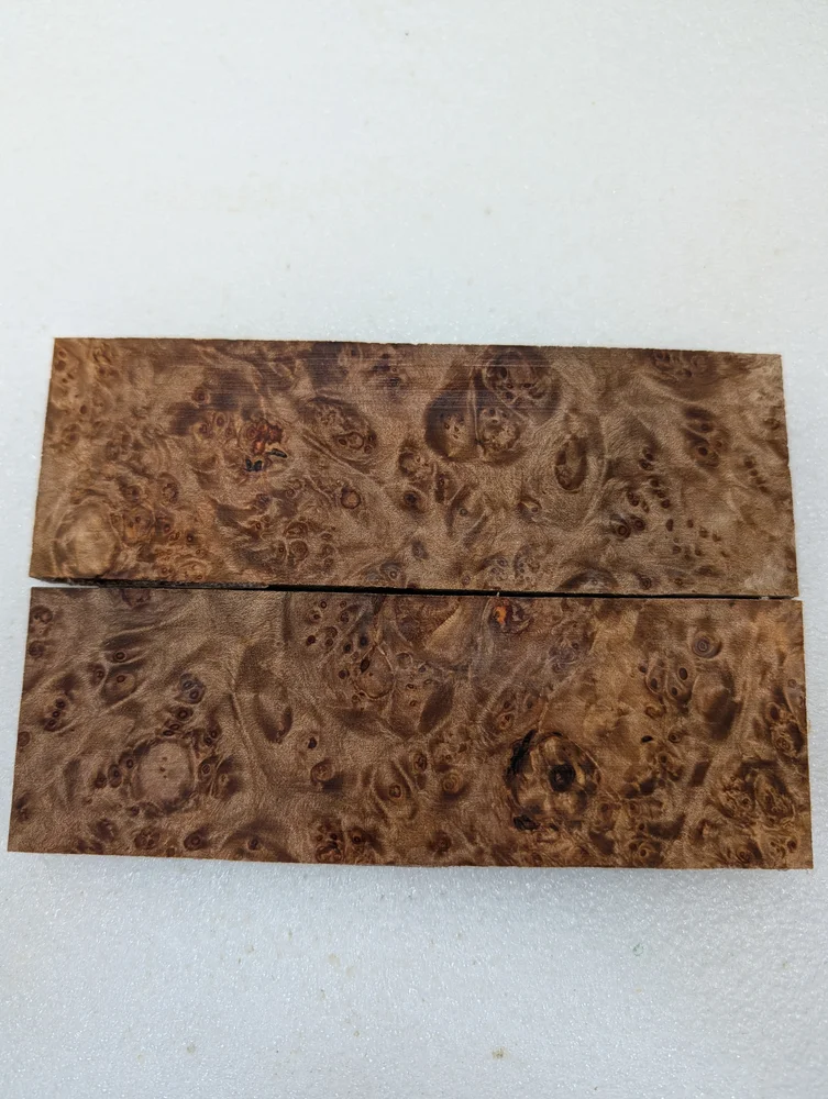 Bookmatched Maple Burl Stabilized Knife Scales (6x2x0.375)