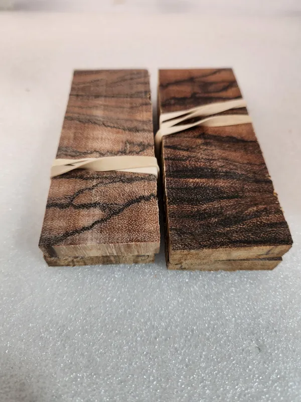 Clear Stabilized Crosscut Zebrawood Knife Scales Bookmatched Kit — photo 2