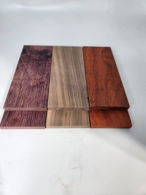 Natural Purpleheart, Walnut, Padauk Knife Scales Bookmatched Kit — photo 3